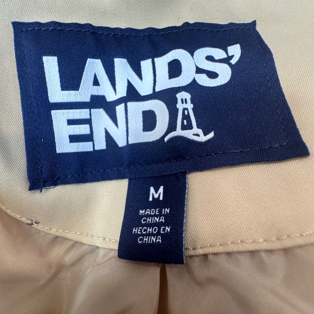 Lands End Womens Tan Khaki Hooded Raincoat Parka Jacket Size M RN 168874 - Picture 7 of 16